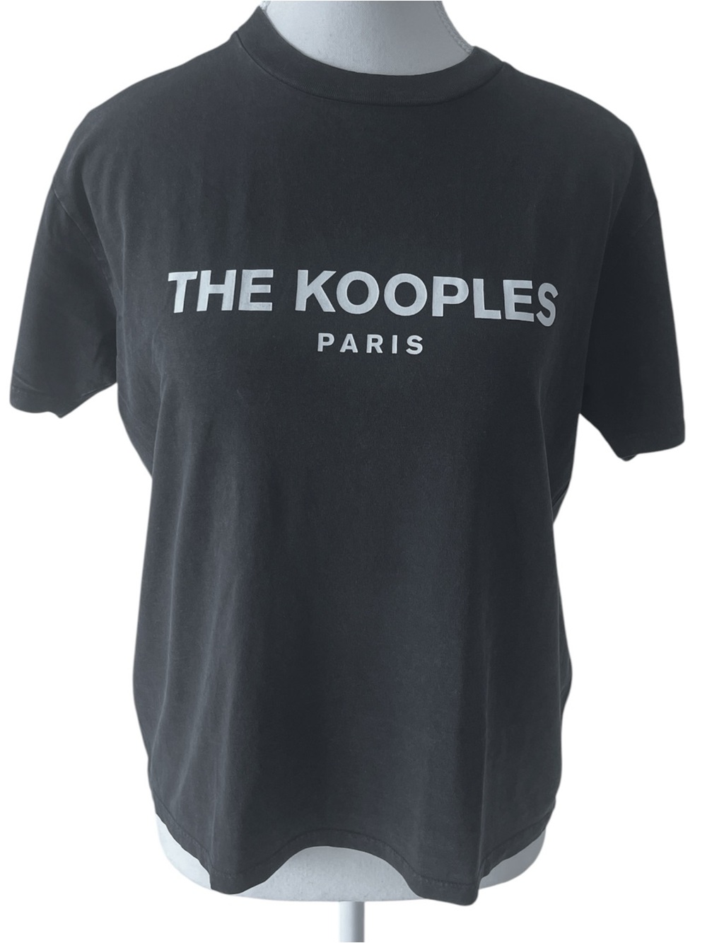 The Kooples Black Vintage Tee with Light Blue  'THE KOOPLES PARIS' Logo Size XS